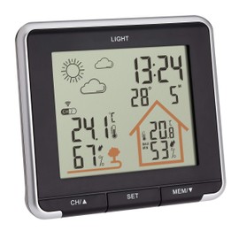 TFA Dostmann Digital Life Weather Station with Radio, Including Outdoor Sensor, Backlight, Outdoor and Indoor Temperature, Black, L 138 x W 28 (67) x H 125 mm