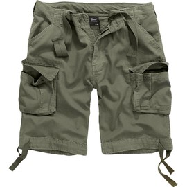 Brandit Individual Wear Men's Utility Cotton Vintage-Style Lightweight Breathable Multi Pocket Casual Outdoor Cargo Shorts, Olive, Large
