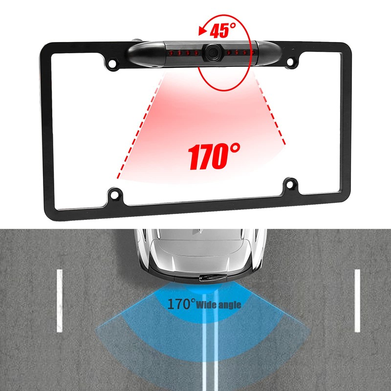 License Plate Backup Camera, Night Vision Rear View Camera with