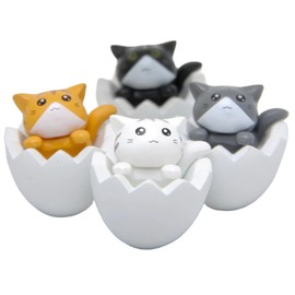 clowin Kitten Figurines Set of 4 Cat Figurines Miscellaneous Goods Interior Small Objects Table Figurine (White)