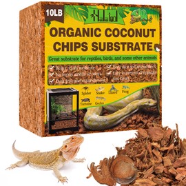 Halatool 10LB Coconut Chips Substrate for Reptiles 72QT Natural Coco Husk Snake Bedding for Ball Python Coco Coir Chip Terrarium Substrate for Tortoise Frog Gecko Hermit Crab Hamster