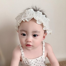 Asphinien Lace Floral Headbands for 4-24 Months Baby Girls Elastic Wide Hair Band Toddler Newborn Infants Birthday Party Shower Hair Accessories (Ivory, Free)