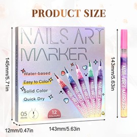 Nail Art Pens Set 12 Colors Nail Art Markers,2025 Nail Polish Pens Drawing Painting Pen for Home Salon,Quickly Dry Nail Art Nail DIY Decoration for Adult Kids (12-Colors)