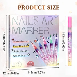 Nail Art Pens Set 12 Colors Nail Art Markers,2025 Nail Polish Pens Drawing Painting Pen for Home Salon,Quickly Dry Nail Art Nail DIY Decoration for Adult Kids (12-Colors)