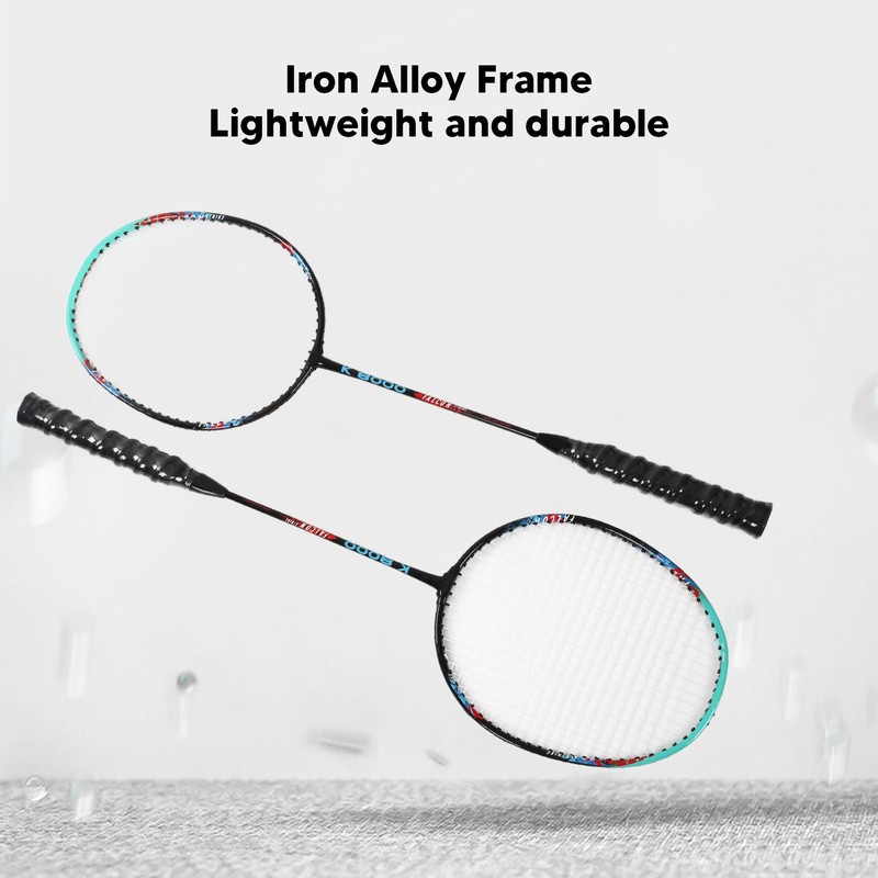 2PCS Badminton Rackets Iron Alloy Frame Integrated Shuttlecock Racquets for