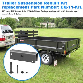 JIOTAR EQ-11 Trailer Equalizer Bushings Bolts Trailer Suspension Rebuilt Kit 11" Long 7/8" Center Hole, 2" Wide Slipper Springs （with Nuts & Bolts）
