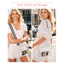 BS-VOG Clear Purse for Women, Clear Bag for Stadium Events with 2 Straps, Crossbody Bag Stadium Approved for Concerts