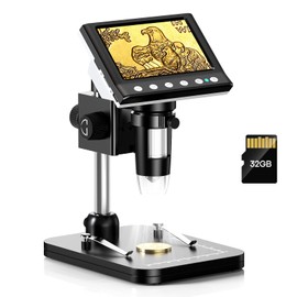 Hayve 4.3 Inch IPS Coin Microscope, 1000X Magnification, Digital Microscope for Coin Collector, 8 Adjustable LEDs, Windows Compatible, 32GB TF Card