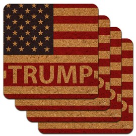 President Trump American Flag Low Profile Novelty Cork Coaster Set