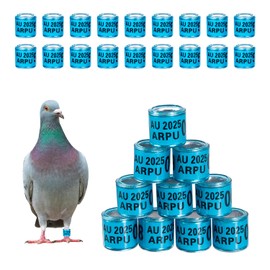FULAIERGD Pack of 100 Multicoloured Aluminium Pigeon Leg Rings Identifying Bands Plastic with 2025 AU Training Identify Birds Foot Ring