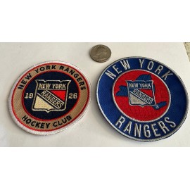 (2)-NEW YORK RANGERS VINTAGE STYLE EMBROIDERED IRON ON PATCHES BEAUTIFUL!