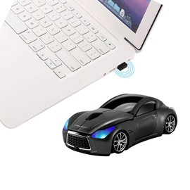 Usbkingdom 2.4GHz Cool Sport Car Shape Wireless Mouse Optical Cordless Mice with USB Receiver for PC Laptop Computer 1600DPI 3 Buttons Gray