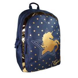 Bagtrotter - Cybel - School Backpack - Navy - 2 Compartments with Zip - 1 Zip Pocket - 32 x 16 x 46 cm - Padded Shoulder Straps - Padded Back - Material Polyester -