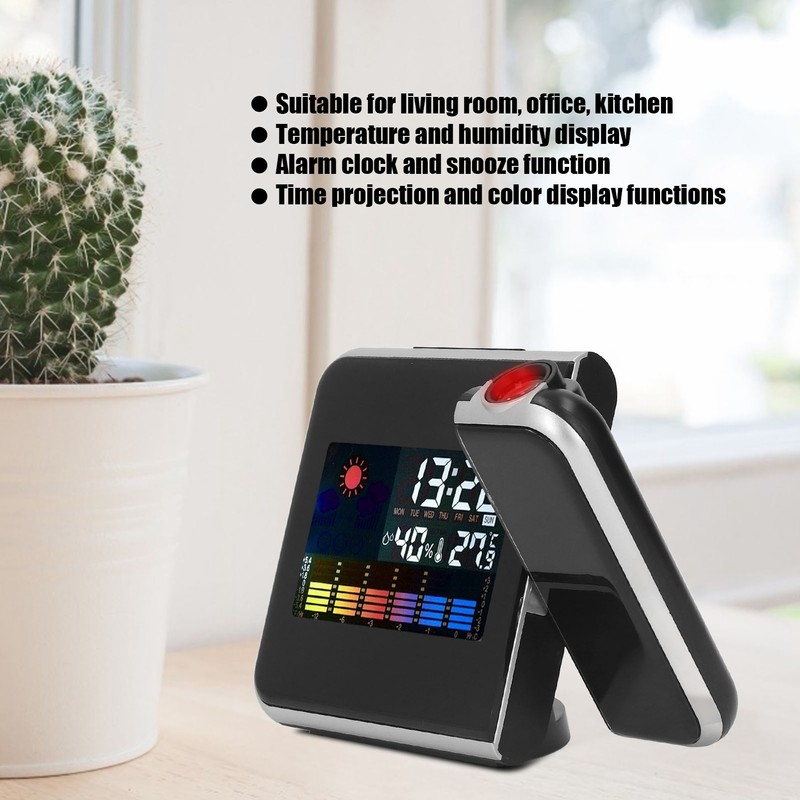 Weather Station Clock Temperature Humidity LCD Color Display LED Backlight