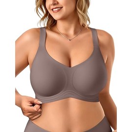 Vertvie Bras for Women No Underwire Wireless Support Bra Underarm-Smoothing Seamless Push Up Full Coverage T-Shirt Sports Bra