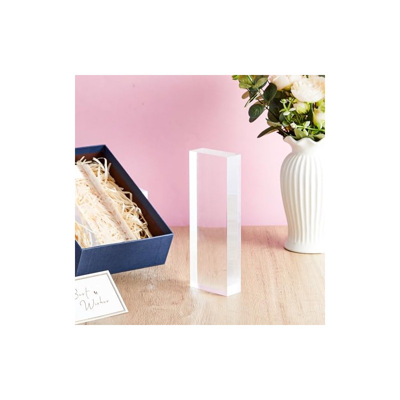 Yousoontic 2 Pcs Clear Acrylic Blocks for Display Blank Name