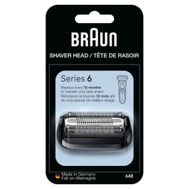 Braun Series 6 Electric Shaver Replacement Head with Sensitive Skinguard, Easily Attach Your Shaver Head, Compatible with New Generation Series 6 Shavers, 64B, Black