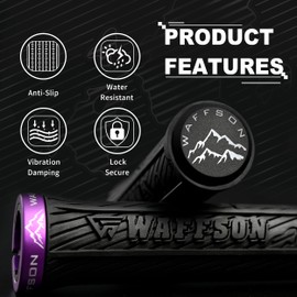 WFS World Map MTB Lock-on Grips - Single Clamp Ergonomic Anti-Slip Mountain Bike Handlebar Grips - Comfort Vibration Dampening for Trail, Enduro, Downhill - Black x Purple