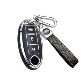 ontto TPU Car key fob cover Fit for Nissan 350Z Qashqai J10 J11 X-Trail t31 t32 Kicks Tiida Pathfinder Murano Note Juke Key case bag Shell keyring Smart Key Holder keychain Accessories Black B