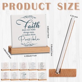Roowest 10 Pcs Social Worker Christian Desk Decor Inspirational Quote Desk Decor Bible Verse Ceramic Motivational Table Plaque with Wooden Stand for Employee Volunteer Teacher(Classic Color)