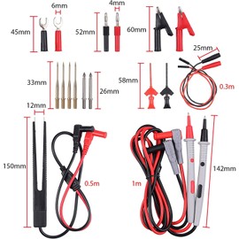 DollaTek Test Lead Kit 21 in 1 Electric Multimeter Test Lead with Crocodile Clips Test Probe Banana Plug Multimeter Cable for Voltage Tester