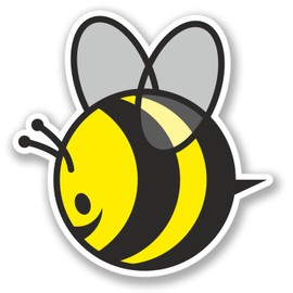 2 x Happy Honey Bee Sticker Car Bike Bike Laptop Helmet Guitar Decal Kids #4160 (9.8cm Wide x 10cm Tall)