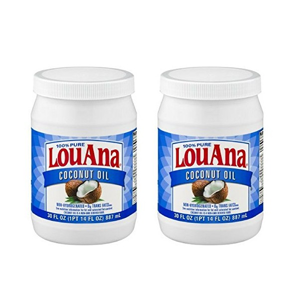 LouAna Pure Coconut Oil (All Natural) 30 fl oz (2 jars)