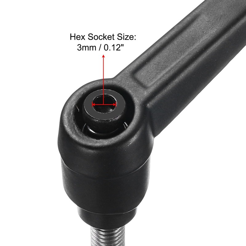sourcing map Adjustable Clamping Lever Handle M6 x 35mm Metric