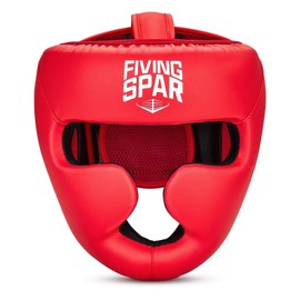 Boxing Head Guard 180° Field of View PU Leather Adjustable Size S-M (53-56cm) & L-XL (56-59cm) Black (Red, M)