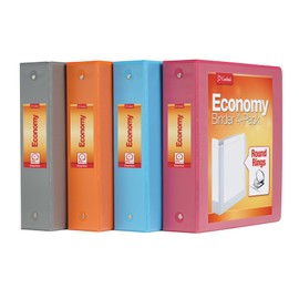 Cardinal 3 Ring Binders, 2 Inch, Round Rings, Holds 475 Sheets, ClearVue Presentation View, Non-Stick, Assorted Autumn Colors, 4 Pack (1002481)