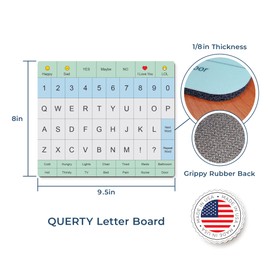 Adult Communication Board - Non-Slip, Portable Letter Chart for Non-Verbal, Stroke Recovery, Effective Visual Aids for Non-Speaking Patients, Pain Scale, QUERTY or ABC (QUERTY)