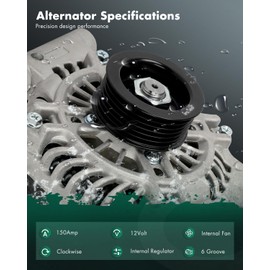 SCITOO Alternator Fit for Ford Escape 09-12, for Fusion 10-12 & for Mazda for Tribute 09-11 & for Mercury for Mariner 09-11, Milan 10-11, V6 3.0L- 12V 150Amp CW 6 Groove Pulley, OE# 11411
