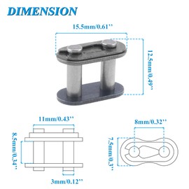 JOYYANGFANG #T8F Chain Master Link Roller Steel Alloy Heavy Duty Roller Chain Connector Links Auto Parts for Heavy Duty Quick Split Connecting Chain for Pit Dirt Bike ATV Motorcycle Bicycle Auto 10Pcs