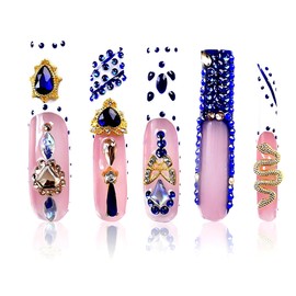 Tmani Juego De 10 Uñas Postizas Extralargas Hechas A Mano, Estilo Ballet, Cuadradas Y Largas, Con Purpurina De Diamante, Ideales Para Fiestas Y Cumpleaños (437, Talla S)