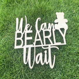 Wooden We Can Bearly Wait Sign, Teddy Bear Nursery Decor,Baby Shower Welcome Sign,Baby Announcements Wall Decoration Backdrop,Gender Reveal Backdrop for Girl or Boy