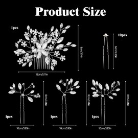 14 Pcs Wedding Hair Accessories Bridal Hair Accessories Rhinestone HairPins Crystal Pearl Comb for Bridal Bridesmaids Women Girl(Silver)
