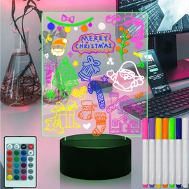 Fanrui 16 Colors Change LED 6.96 x 5.43 Acrylic Dry Erase Board with Remote Control, USB Power, Rewritable, Night Light, Touch Control, Dimmer, for Home & School & Ultra-Thin Writing Memo Light Board