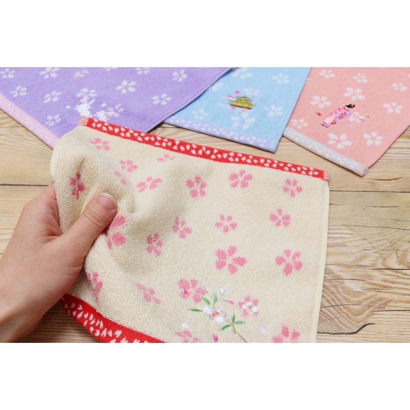 Keisui Japanese Goods Towel Handkerchief Seiyan Embroidery Rabbit Parent and