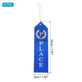 PATIKIL Award Ribbons, 6 Pcs 1st Winner Ribbons with Even Card and Rope Achievement Ribbons for Competition Sport Even, Blue