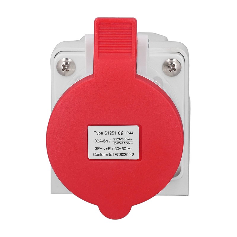 Industrial Connector Socket 32A 3P+N+E IP44 Waterproof Dustproof Surface Mounted
