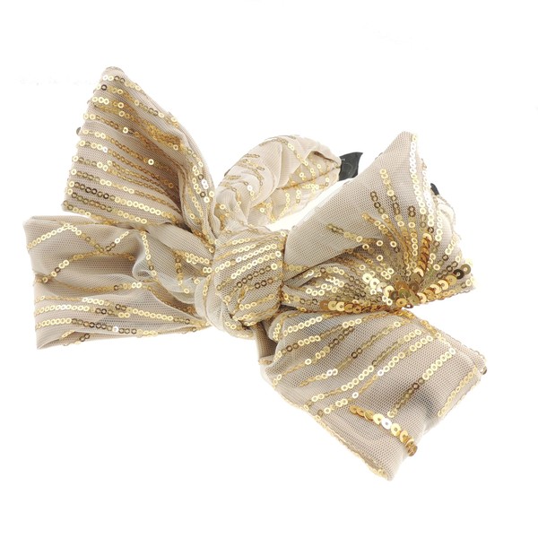 Ladies Sparkly Sequin Evening Party Big Full Bow Covered Headband