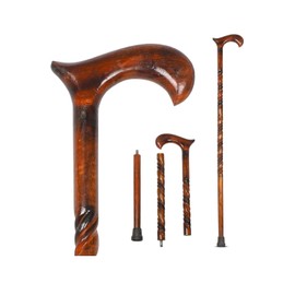 Handcrafted Wooden Walking Stick Cane for Men and Women, Foldable, Yellowish