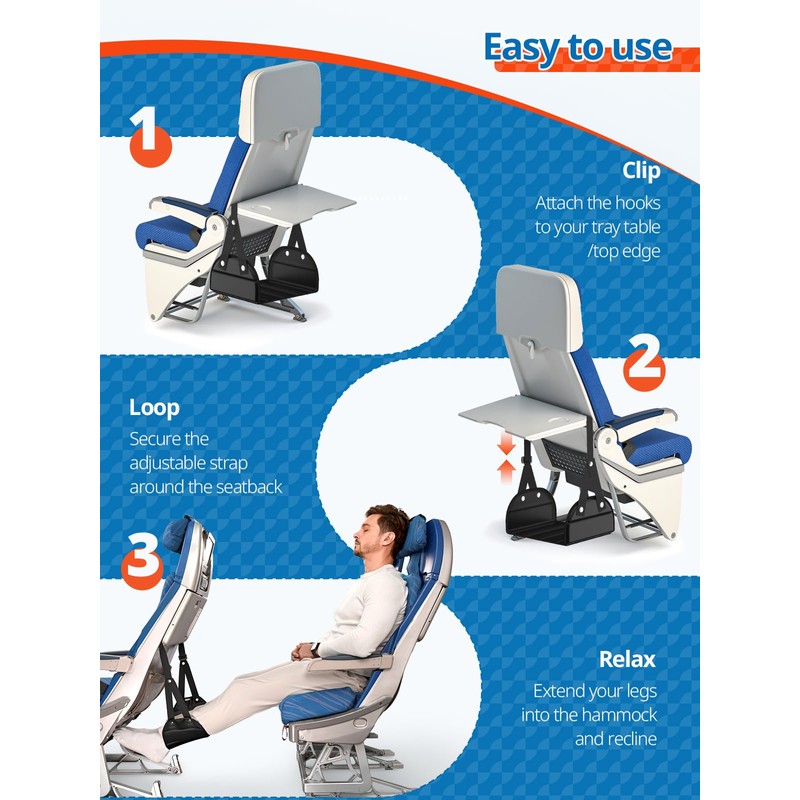 SARISUN 2 Pack Airplane Foot Hammock, Portable Travel Feet Rest