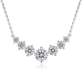 KRKC Women's Smile Pendant, Moissanite Necklace, Total 1.7/2.8/5.0 CT; S925 Metal Hypoallergenic, Simple Smile Line, Women's Jewelry, Present, Birthday, Girlfriend, Mother's Day Gift, Length 17.7