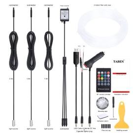 TABEN Car Neon Light Strips, Set of 4 with 8 Colours, Car Decoration, Mood Light, Interior Lighting, Waterproof, DC12V (1 Set)