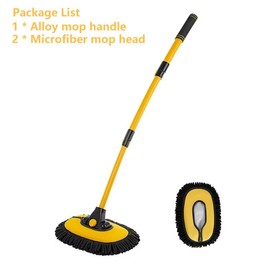 LEIBOO 47'' Long handle car wash mop，15° Ergonomic design，Microfiber material，Avoid scratching，Retractable aluminum pole(Durable)，suitable for Cars, Truck, SUV, Bus and Home cleaning - Car Wash Accessories! Labor Day Gift! Gifts for car lovers！:_Yellow 2