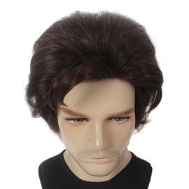 MEDISIFA Dark Brown Men Wig Short 80s Rocker Wigs for Mens Synthetic Layer Hair For Man Male Guy 70s Disco Party Costume Cosplay Anime Mens Wigs