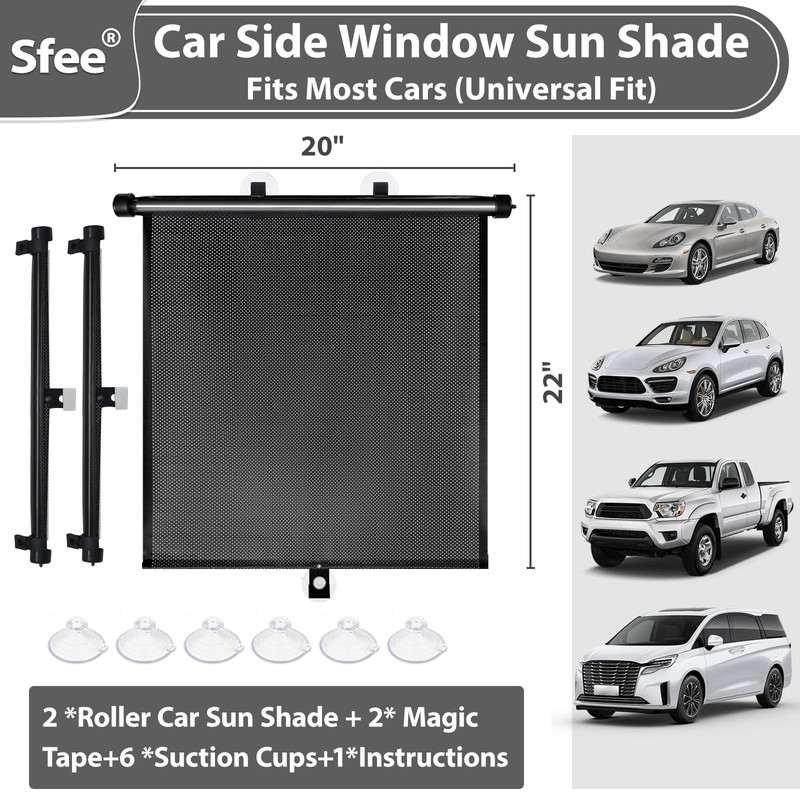 Sfee Car Window Shades for Baby-2 Pack Retractable Side Window