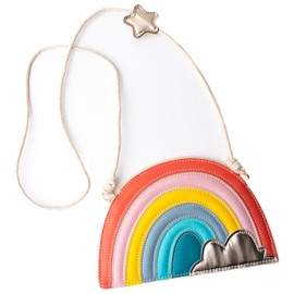 Papierdrachen Children's Handbag - Vegan Accessory for Children - Colourful - Faux Leather Shoulder Bag - Great Gift Idea for Girls, Multicoloured rainbow