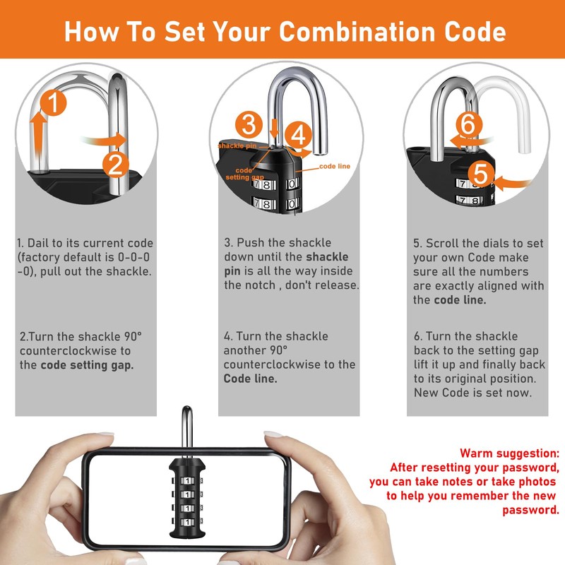 NAGE Padlocks with Code 4 Digit, Combination Padlock for Gym